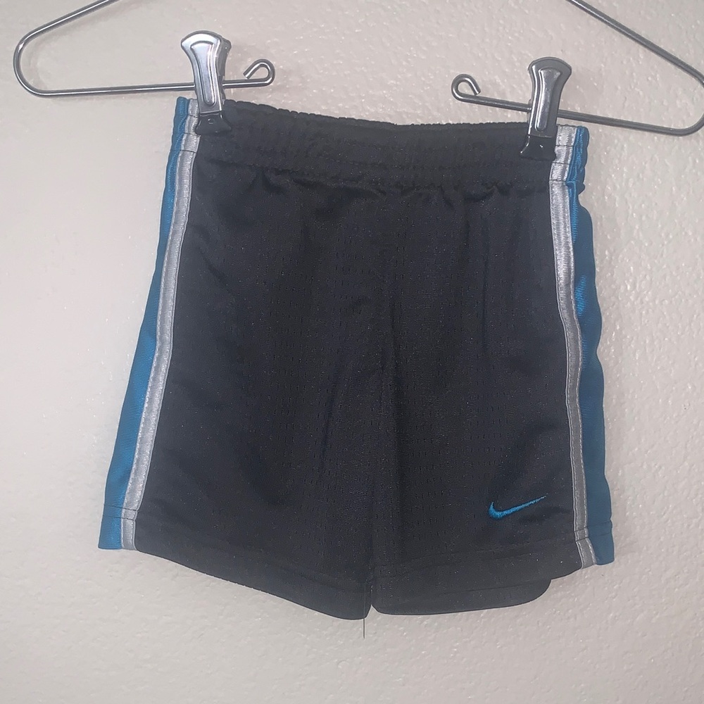 Nike Boys 2T Black Shorts with Blue and Gray Stripes Athletic